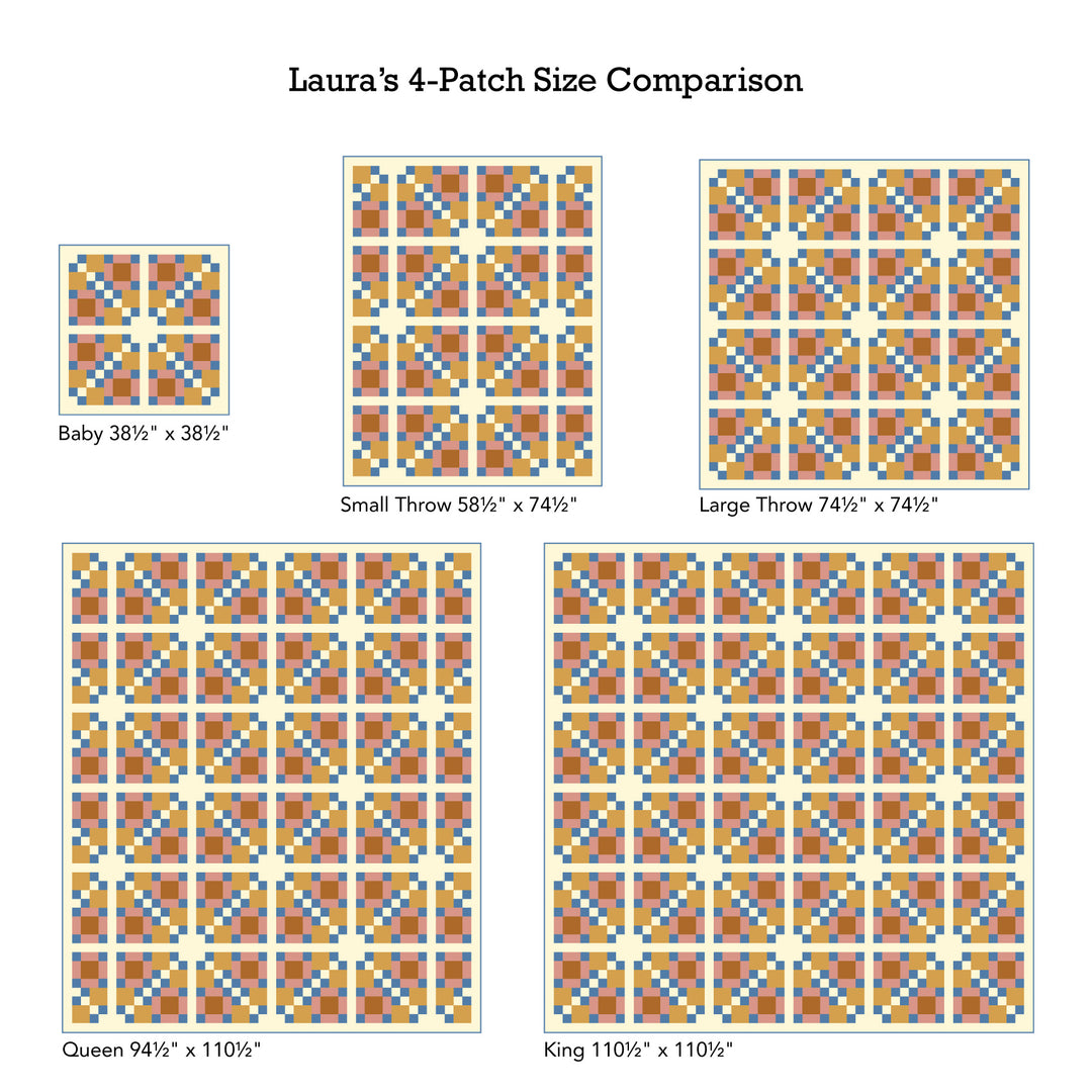 Laura's 4-Patch Quilt Pattern - printed