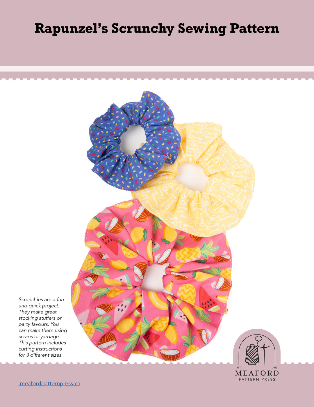 Rapunzel's Scrunchy Sewing Pattern - pdf